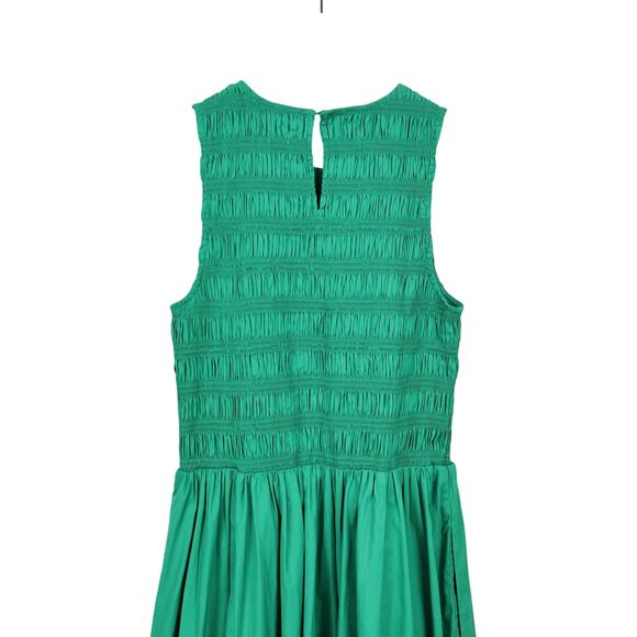 Madewell Melody Bubble Hem Smocked Midi Dress Poplin Verdant Green Small NWT - Picture 7 of 8